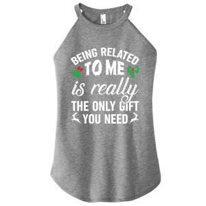 Funny Christmas Being Related To Me Is Gift For Family Joke Great Gift Women's Perfect Tri Rocker Tank