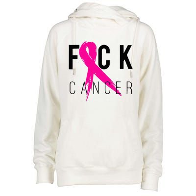 Fuck Cancer Breast Cancer Awareness Gift Retro Distressed Womens Funnel Neck Pullover Hood