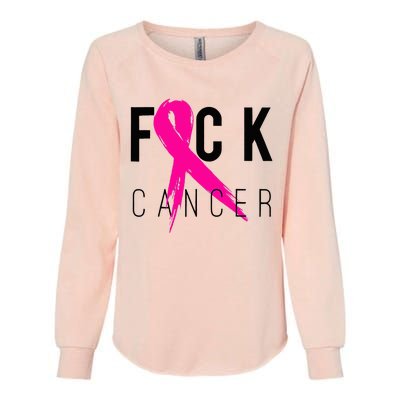 Fuck Cancer Breast Cancer Awareness Gift Retro Distressed Womens California Wash Sweatshirt