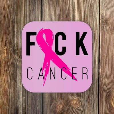 Fuck Cancer Breast Cancer Awareness Gift Retro Distressed Coaster