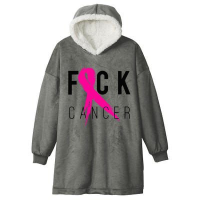 Fuck Cancer Breast Cancer Awareness Gift Retro Distressed Hooded Wearable Blanket