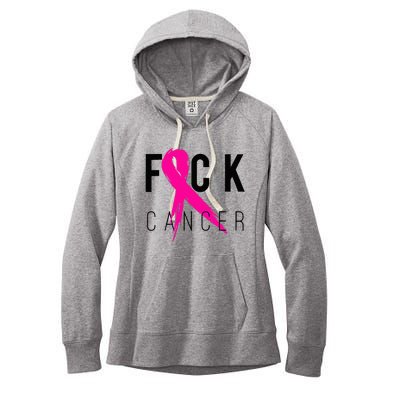 Fuck Cancer Breast Cancer Awareness Gift Retro Distressed Women's Fleece Hoodie