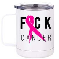 Fuck Cancer Breast Cancer Awareness Gift Retro Distressed 12 oz Stainless Steel Tumbler Cup