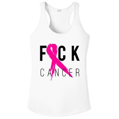 Fuck Cancer Breast Cancer Awareness Gift Retro Distressed Ladies PosiCharge Competitor Racerback Tank