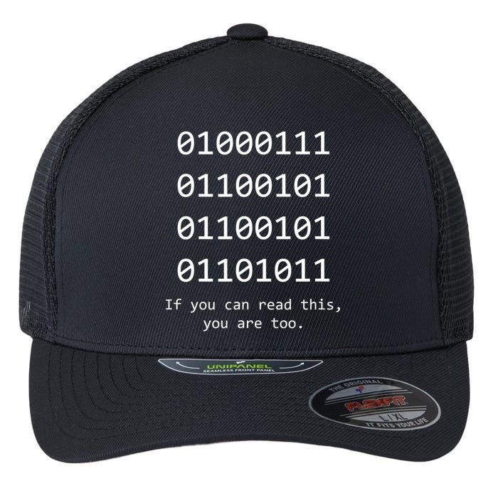Funny Computer Binary Code Programmer Developer Geek Gift Great Gift Flexfit Unipanel Trucker Cap