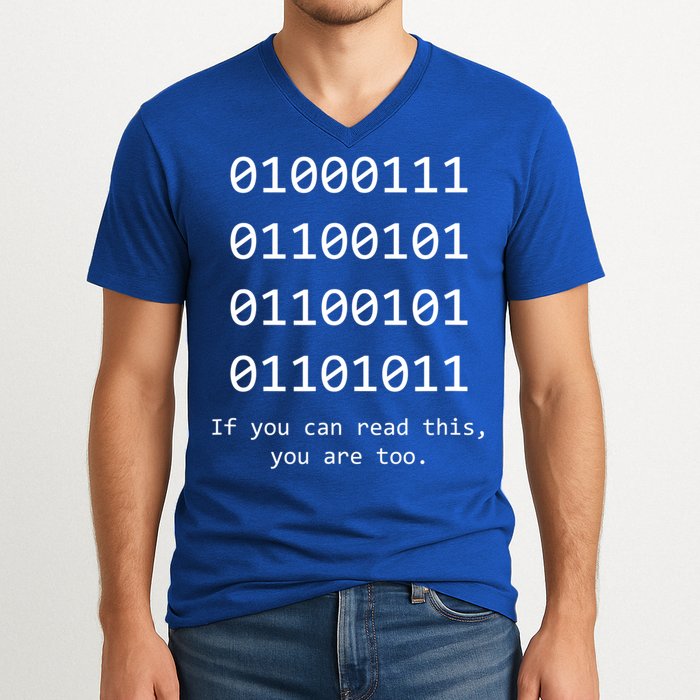 Funny Computer Binary Code Programmer Developer Geek Gift Great Gift V-Neck T-Shirt