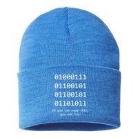 Funny Computer Binary Code Programmer Developer Geek Gift Great Gift Sustainable Knit Beanie