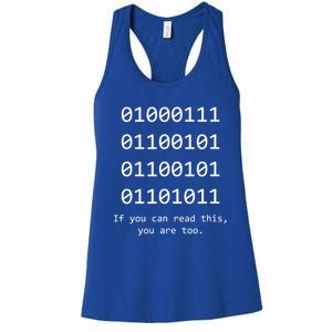 Funny Computer Binary Code Programmer Developer Geek Gift Great Gift Women's Racerback Tank