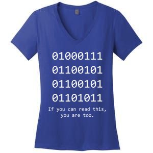 Funny Computer Binary Code Programmer Developer Geek Gift Great Gift Women's V-Neck T-Shirt