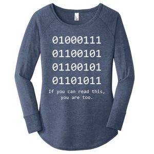 Funny Computer Binary Code Programmer Developer Geek Gift Great Gift Women's Perfect Tri Tunic Long Sleeve Shirt