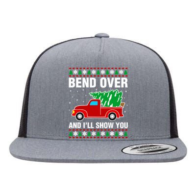 Funny Christmas Bend Over ILl Show You Matching Flat Bill Trucker Hat