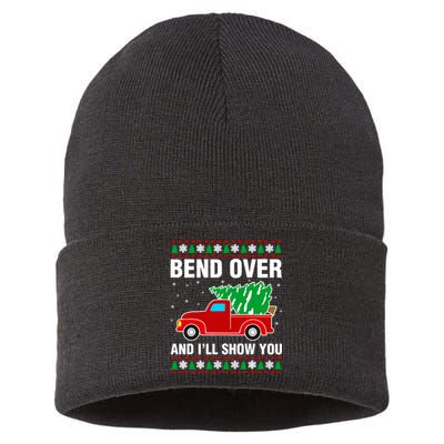 Funny Christmas Bend Over ILl Show You Matching Sustainable Knit Beanie