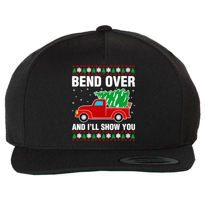 Funny Christmas Bend Over ILl Show You Matching Wool Snapback Cap