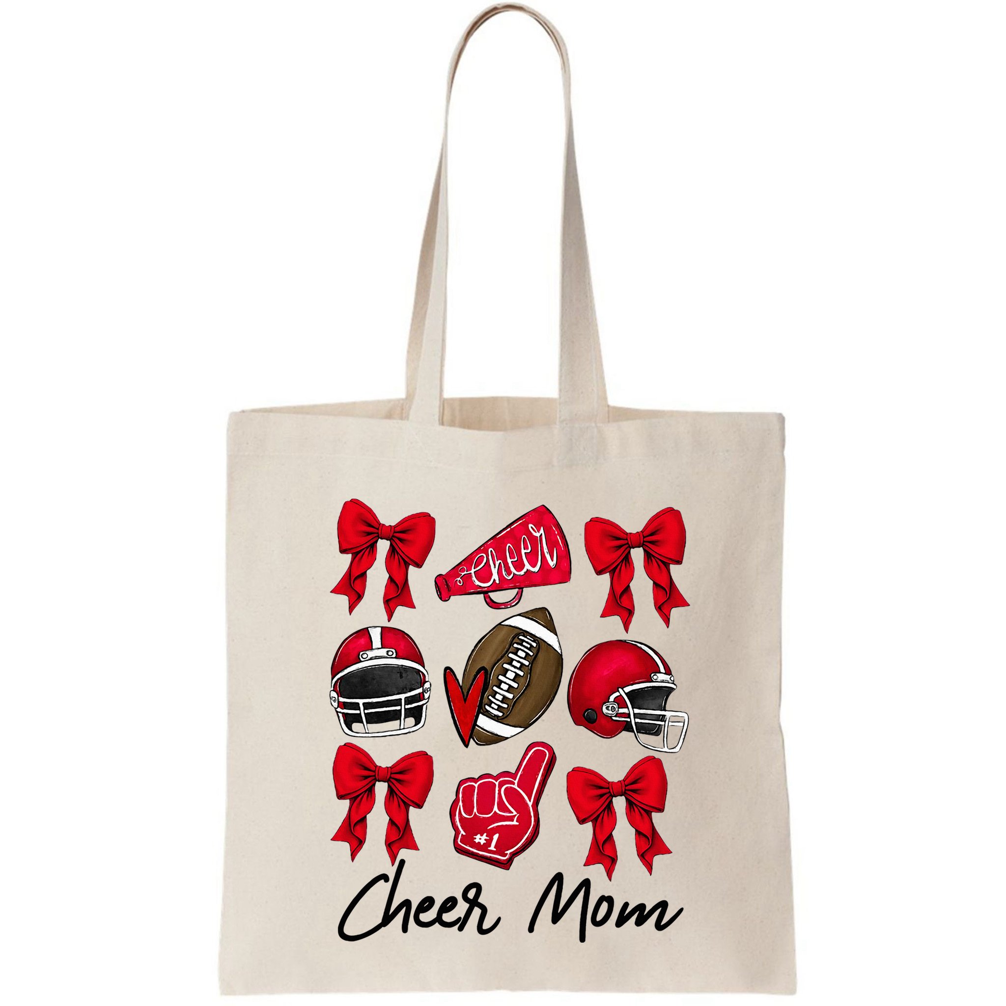 Football Coquette Bow Cheer Mom Red Bag