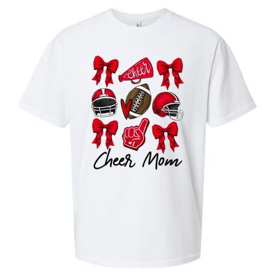 Football Coquette Bow Cheer Mom Red Sueded Cloud Jersey T-Shirt