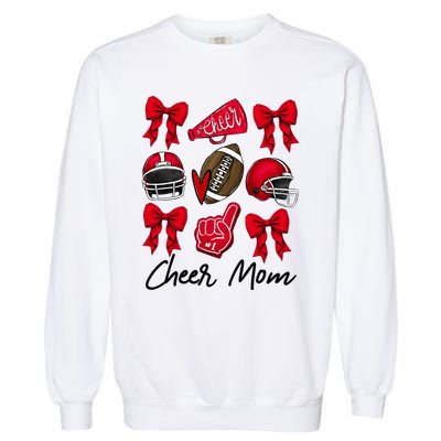 Football Coquette Bow Cheer Mom Red Garment-Dyed Sweatshirt