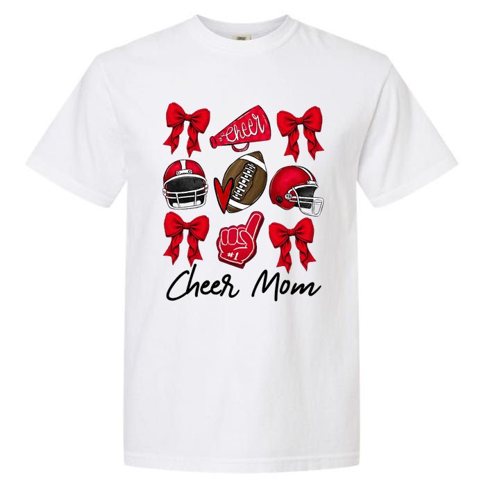 Football Coquette Bow Cheer Mom Red Garment-Dyed Heavyweight T-Shirt