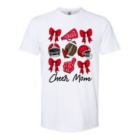 Football Coquette Bow Cheer Mom Red Softstyle CVC T-Shirt