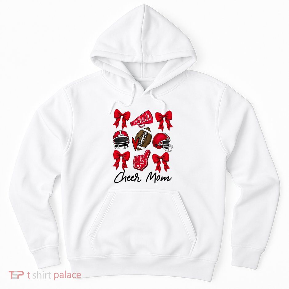Football Coquette Bow Cheer Mom Red Hoodie