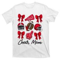 Football Coquette Bow Cheer Mom Red T-Shirt