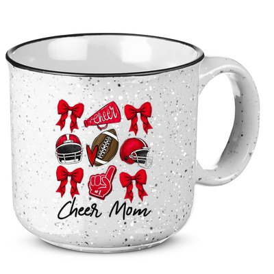 Football Coquette Bow Cheer Mom Red 15oz Campfire Ceramic Mug