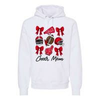 Football Coquette Bow Cheer Mom Red Premium Hoodie