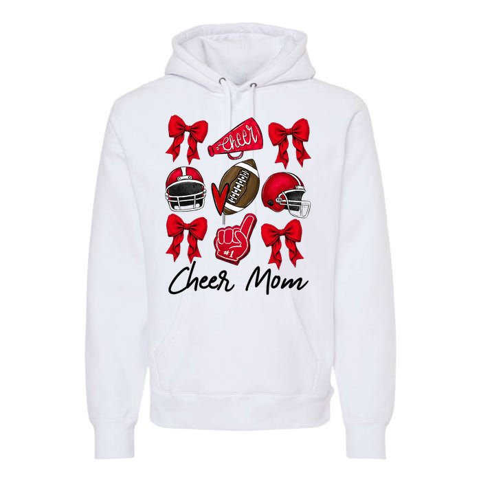 Football Coquette Bow Cheer Mom Red Premium Hoodie