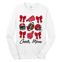 Football Coquette Bow Cheer Mom Red Tall Long Sleeve T-Shirt