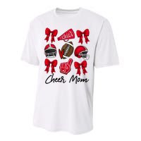 Football Coquette Bow Cheer Mom Red Performance Sprint T-Shirt