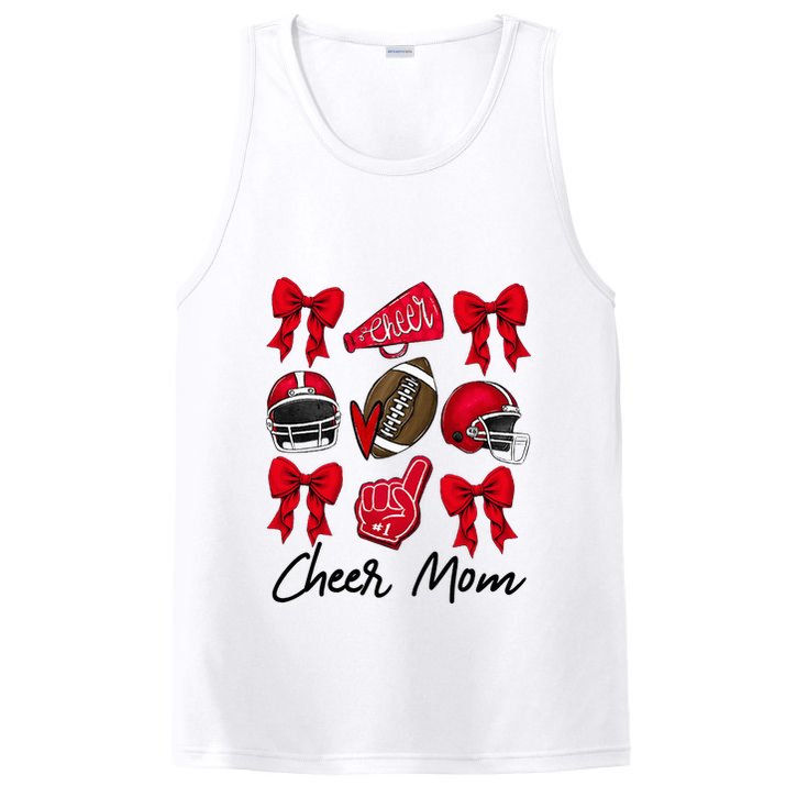 Football Coquette Bow Cheer Mom Red PosiCharge Competitor Tank