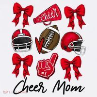 Football Coquette Bow Cheer Mom Red Womens T-Shirt