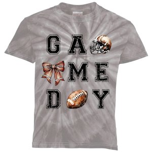 Football Coquette Bow Football Mom Game Day Kids Tie-Dye T-Shirt