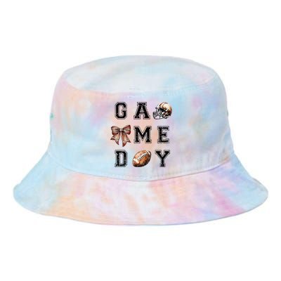 Football Coquette Bow Football Mom Game Day Tie Dye Newport Bucket Hat