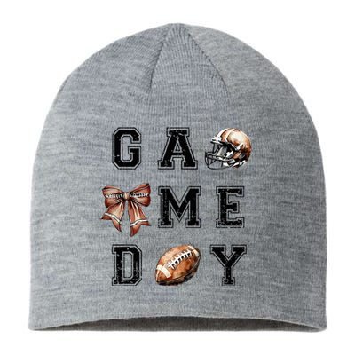 Football Coquette Bow Football Mom Game Day Sustainable Beanie