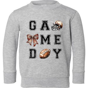 Football Coquette Bow Football Mom Game Day Toddler Sweatshirt