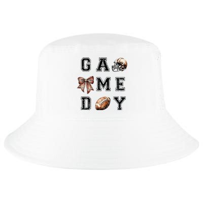 Football Coquette Bow Football Mom Game Day Cool Comfort Performance Bucket Hat