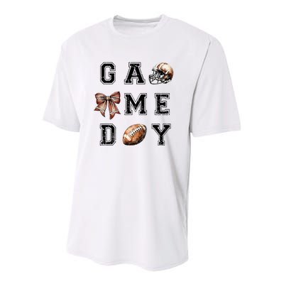 Football Coquette Bow Football Mom Game Day Youth Performance Sprint T-Shirt