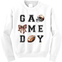 Football Coquette Bow Football Mom Game Day Kids Sweatshirt