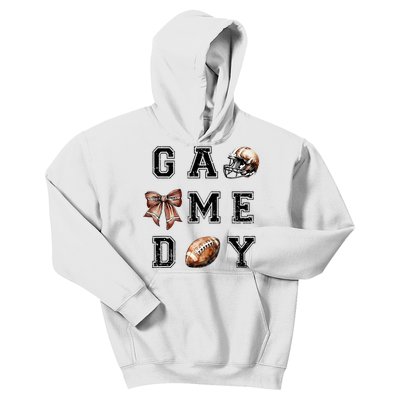 Football Coquette Bow Football Mom Game Day Kids Hoodie