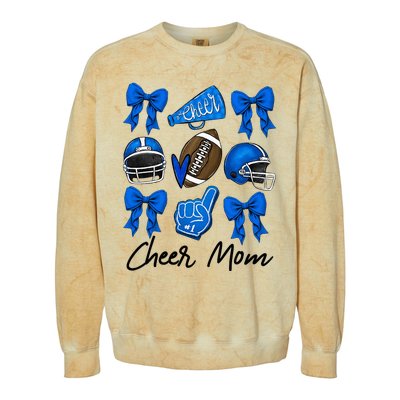 Football Coquette Bow Cheer Mom Blue Colorblast Crewneck Sweatshirt