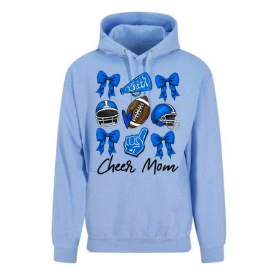 Football Coquette Bow Cheer Mom Blue Unisex Surf Hoodie