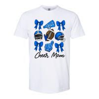 Football Coquette Bow Cheer Mom Blue Softstyle CVC T-Shirt