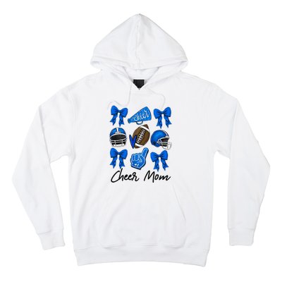 Football Coquette Bow Cheer Mom Blue Hoodie