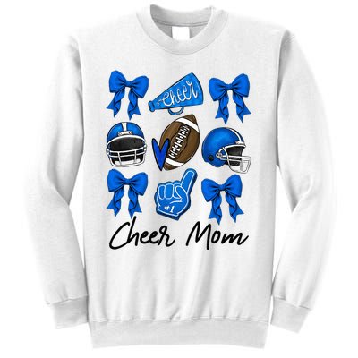 Football Coquette Bow Cheer Mom Blue Sweatshirt