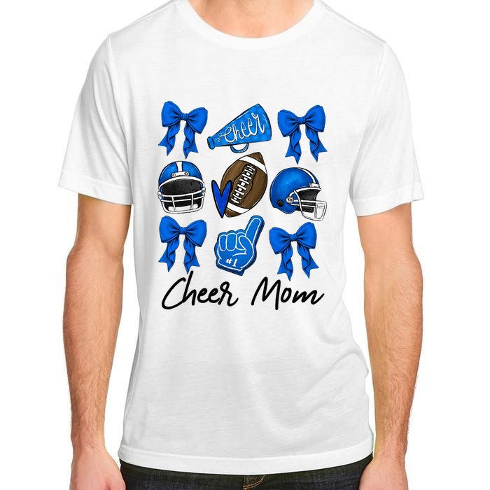 Football Coquette Bow Cheer Mom Blue Adult ChromaSoft Performance T-Shirt