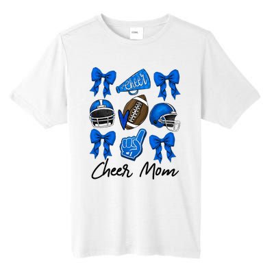 Football Coquette Bow Cheer Mom Blue Tall Fusion ChromaSoft Performance T-Shirt