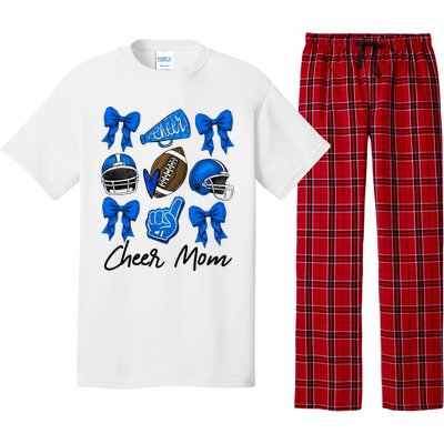 Football Coquette Bow Cheer Mom Blue Pajama Set