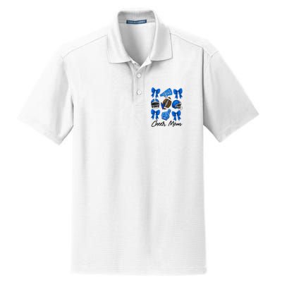 Football Coquette Bow Cheer Mom Blue Dry Zone Grid Polo