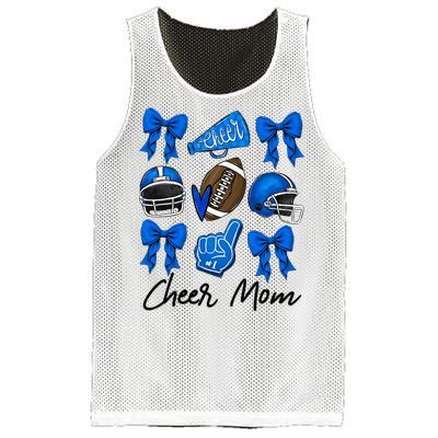 Football Coquette Bow Cheer Mom Blue Mesh Reversible Basketball Jersey Tank