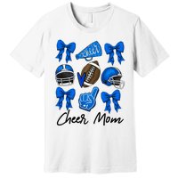 Football Coquette Bow Cheer Mom Blue Premium T-Shirt